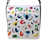 Vector Set Isolates With Cute Birds Scandinavian Style Flap Closure Messenger Bag (L)
