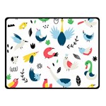 Vector Set Isolates With Cute Birds Scandinavian Style Two Sides Fleece Blanket (Small)