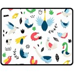Vector Set Isolates With Cute Birds Scandinavian Style Two Sides Fleece Blanket (Medium)