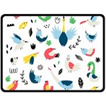 Vector Set Isolates With Cute Birds Scandinavian Style Two Sides Fleece Blanket (Large)