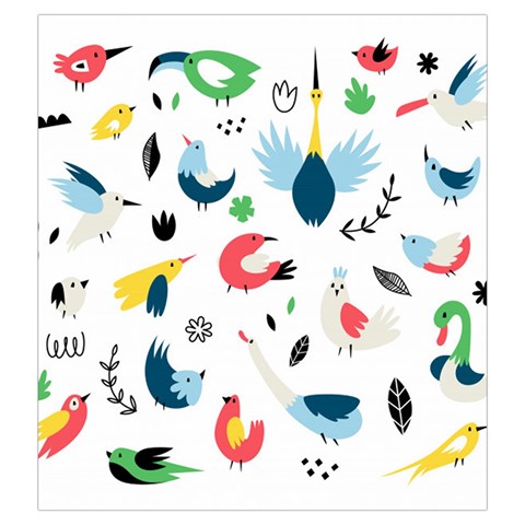 Vector Set Isolates With Cute Birds Scandinavian Style Drawstring Pouch (Large) from ArtsNow.com Front