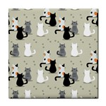 Cute Cat Seamless Pattern Tile Coaster