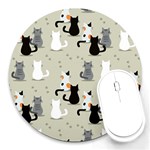 Cute Cat Seamless Pattern Round Mousepad