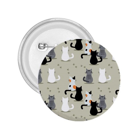Cute Cat Seamless Pattern 2.25  Buttons from ArtsNow.com Front