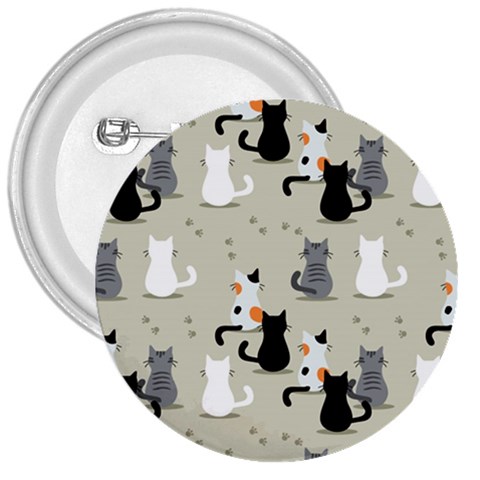 Cute Cat Seamless Pattern 3  Buttons from ArtsNow.com Front