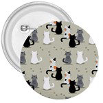 Cute Cat Seamless Pattern 3  Buttons