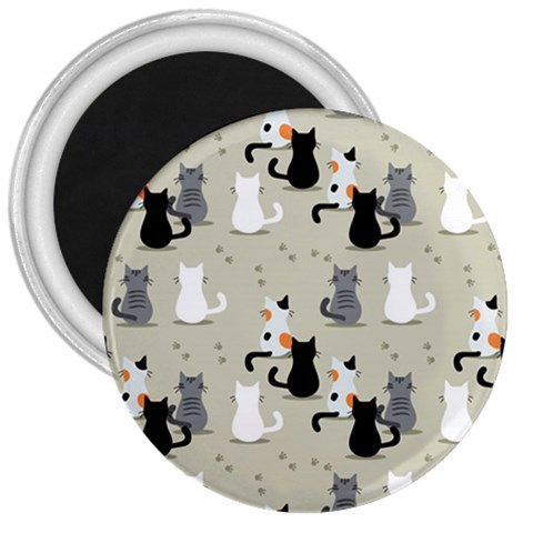 Cute Cat Seamless Pattern 3  Magnets from ArtsNow.com Front