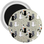 Cute Cat Seamless Pattern 3  Magnets