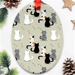 Cute Cat Seamless Pattern Ornament (Oval)