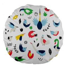 Vector Set Isolates With Cute Birds Scandinavian Style Large 18  Premium Flano Round Cushions from ArtsNow.com Back