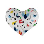 Vector Set Isolates With Cute Birds Scandinavian Style Standard 16  Premium Flano Heart Shape Cushions