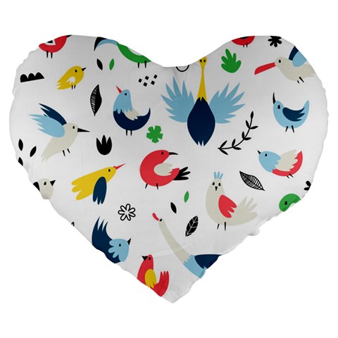 Vector Set Isolates With Cute Birds Scandinavian Style Large 19  Premium Flano Heart Shape Cushions from ArtsNow.com Front
