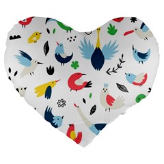 Vector Set Isolates With Cute Birds Scandinavian Style Large 19  Premium Flano Heart Shape Cushions from ArtsNow.com Front