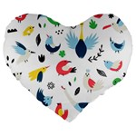 Vector Set Isolates With Cute Birds Scandinavian Style Large 19  Premium Flano Heart Shape Cushions