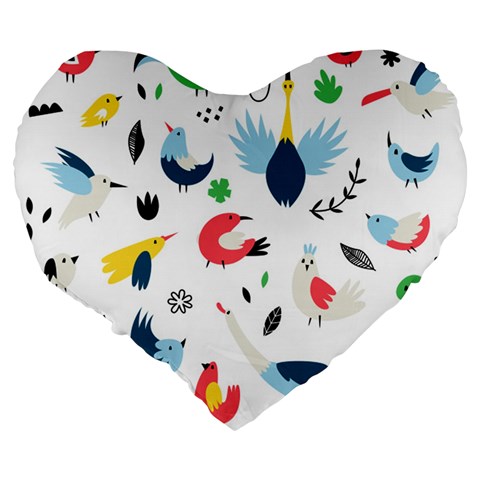 Vector Set Isolates With Cute Birds Scandinavian Style Large 19  Premium Flano Heart Shape Cushions from ArtsNow.com Back