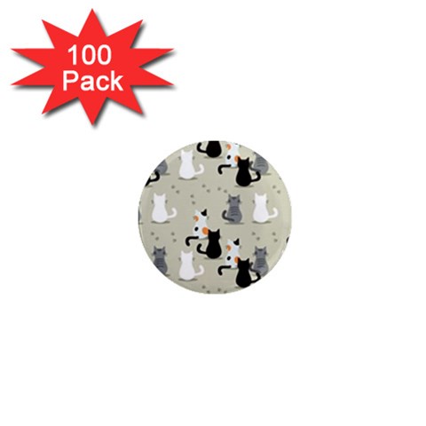 Cute Cat Seamless Pattern 1  Mini Magnets (100 pack)  from ArtsNow.com Front