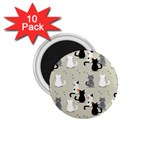 Cute Cat Seamless Pattern 1.75  Magnets (10 pack) 
