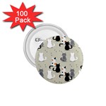 Cute Cat Seamless Pattern 1.75  Buttons (100 pack) 