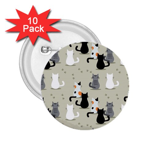 Cute Cat Seamless Pattern 2.25  Buttons (10 pack)  from ArtsNow.com Front