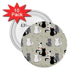 Cute Cat Seamless Pattern 2.25  Buttons (10 pack) 