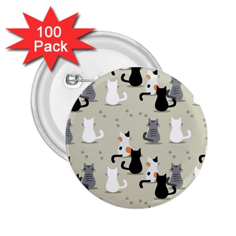 Cute Cat Seamless Pattern 2.25  Buttons (100 pack)  from ArtsNow.com Front