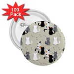 Cute Cat Seamless Pattern 2.25  Buttons (100 pack) 