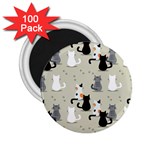 Cute Cat Seamless Pattern 2.25  Magnets (100 pack) 