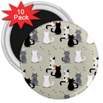 Cute Cat Seamless Pattern 3  Magnets (10 pack) 