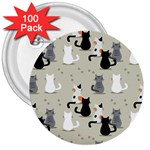 Cute Cat Seamless Pattern 3  Buttons (100 pack) 