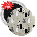 Cute Cat Seamless Pattern 3  Magnets (100 pack)