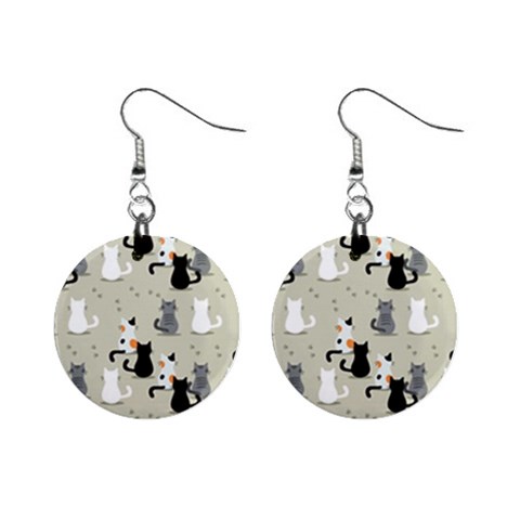 Cute Cat Seamless Pattern Mini Button Earrings from ArtsNow.com Front