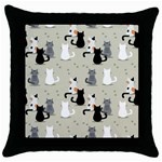 Cute Cat Seamless Pattern Throw Pillow Case (Black)