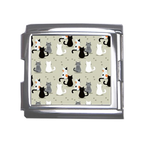 Cute Cat Seamless Pattern Mega Link Italian Charm (18mm) from ArtsNow.com Front