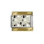 Cute Cat Seamless Pattern Gold Trim Italian Charm (9mm)