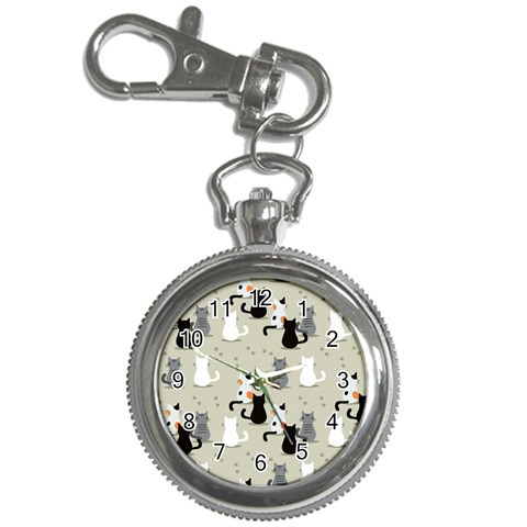 Cute Cat Seamless Pattern Key Chain Watches from ArtsNow.com Front