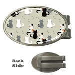 Cute Cat Seamless Pattern Money Clips (Oval) 