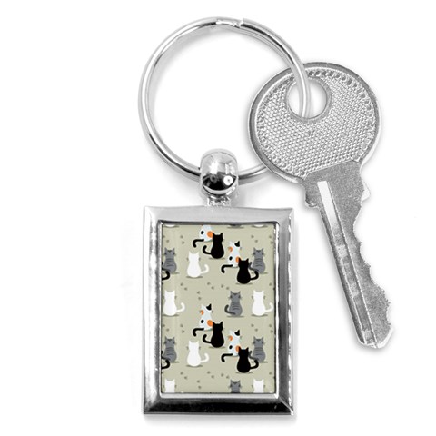 Cute Cat Seamless Pattern Key Chain (Rectangle) from ArtsNow.com Front