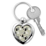 Cute Cat Seamless Pattern Key Chain (Heart)
