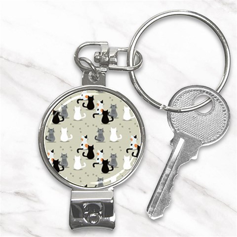 Cute Cat Seamless Pattern Nail Clippers Key Chain from ArtsNow.com Front