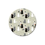 Cute Cat Seamless Pattern Magnet 3  (Round)