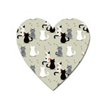 Cute Cat Seamless Pattern Heart Magnet
