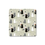 Cute Cat Seamless Pattern Square Magnet