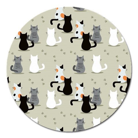 Cute Cat Seamless Pattern Magnet 5  (Round) from ArtsNow.com Front