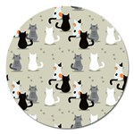 Cute Cat Seamless Pattern Magnet 5  (Round)