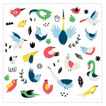 Vector Set Isolates With Cute Birds Scandinavian Style Square Satin Scarf (36  x 36 )