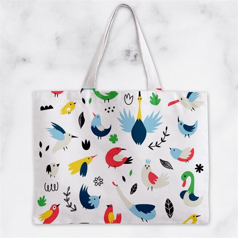 Vector Set Isolates With Cute Birds Scandinavian Style Zipper Mini Tote Bag from ArtsNow.com Front