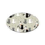 Cute Cat Seamless Pattern Sticker Oval (100 pack)