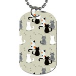 Cute Cat Seamless Pattern Dog Tag (Two Sides)