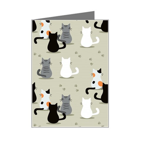 Cute Cat Seamless Pattern Mini Greeting Card from ArtsNow.com Left