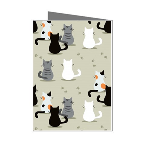 Cute Cat Seamless Pattern Mini Greeting Cards (Pkg of 8) from ArtsNow.com Left
